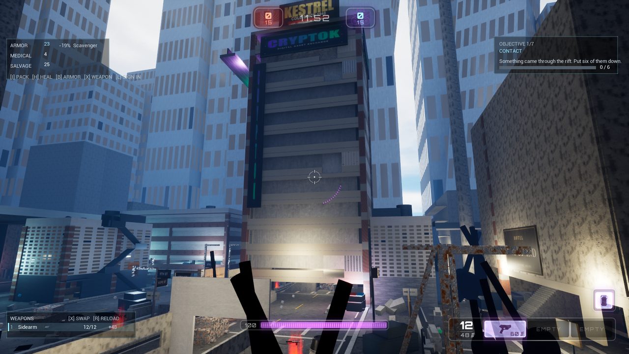 A tower in the fallen city, taken over and rebranded by whoever holds it now